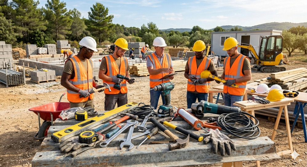 équipe matériel de chantier